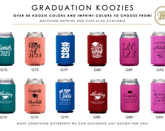 Graduation Coozies Class of 2024 Party Decorations Personalized Beer Huggers College Graduation Party Favors Custom Can Coolers