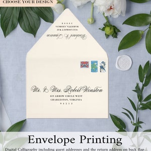 Modern Calligraphy Envelopes, Envelope Printing, Printed Envelopes, Addressed Envelopes, Elegant Wedding Envelopes