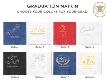 Graduation Party Class of 2025 Graduate Personalized Cocktail, Luncheon or Dinner Napkins Set of 25
