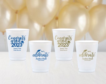 Personalized Graduation Party Cups, Class of 2025 Decorations, Grad Party Favors, Custom Printed Plastic Cups