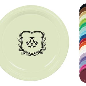 Personalisierte Monogrammteller - Kunststoffhochzeitsteller für Probeessen, Duschen & Empfänge - 18 cm oder 25 cm große Hochzeitsteller