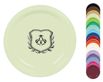 Personalized Monogram Plates – Custom Plastic Wedding Plates for Rehearsal Dinners, Showers & Receptions – 7” or 10” Sizes