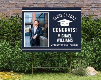 2024 Boy Graduation Grad Lawn Sign, Class of 2024, Proud of Our Senior Sign, Custom Colors, Congrats Grad Sign, Grad Party Corrugated Signs