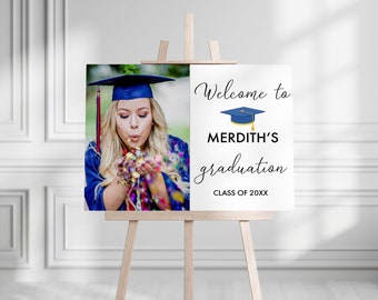 Graduation Welcome Sign Template, Photo Graduation Poster, Graduation Party Welcome Sign, Graduate Decorations, Senior, College