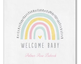 Boho Rainbow Baby Shower Modern Bohemian Neutral Personalized Cocktail or Luncheon Napkins