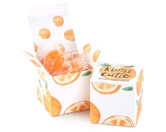 Little Cutie Baby Shower Favor Box - pack of 25 - Quick Ship - Citrus Theme Shower - Mandarin Orange Shower