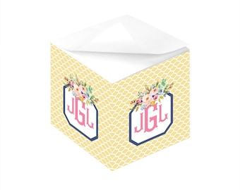 Personalized Floral Sticky Note Cube - Pastel Design - Design Your Own - Mothers Day Gift - Teacher Gift - Personalized Name Stationery