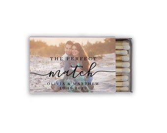 Full Color Wedding Photo Matchbox Favors, Wedding Monogram Matches, Personalized Wedding Crest Cigar Bar Matches, Sparker Send-Off Matches