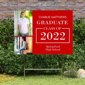 Graduation Yard Signs 2025 with Photo | Custom Class of 2025 Lawn Sign | Class of 2025 High School Senior Yard Sign | 18&quot; x 24&quot;