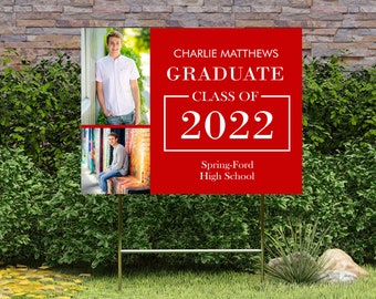 Graduation Yard Signs 2025 with Photo | Custom Class of 2025 Lawn Sign | Class of 2025 High School Senior Yard Sign | 18" x 24"