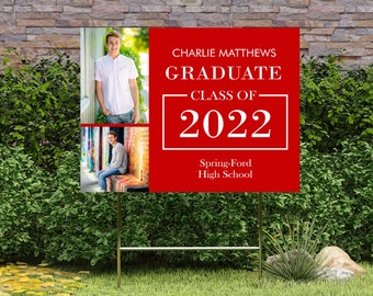 Graduation Yard Signs 2024 with Photo | Custom Class of 2024 Lawn Sign | Class of 2024 High School Senior Yard Sign | 18" x 24"