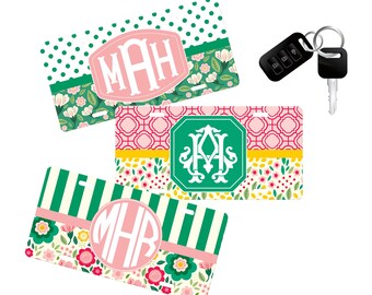 Preppy Collection Car Tag License Plate Tropical Pineapple - Choice of over 40 Pattern, Frame, and Font - Personalized