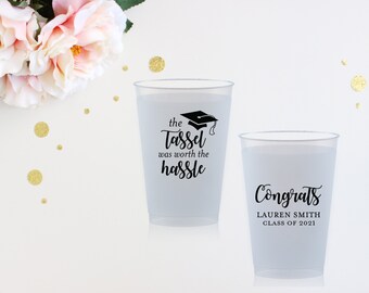 Graduation Decorations 2025 - Personalized Plastic Cups - Graduation Party Cups - Class of 2025 - Custom Party Favors