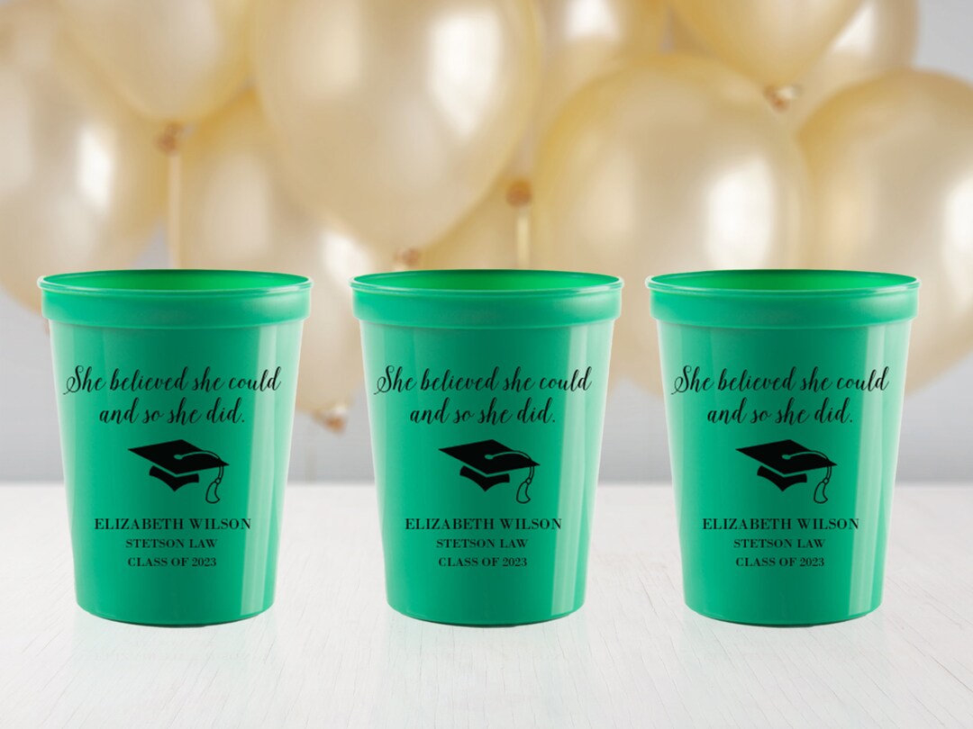 Graduation Party Decorations, Custom Graduation Cups, Congrats Grad