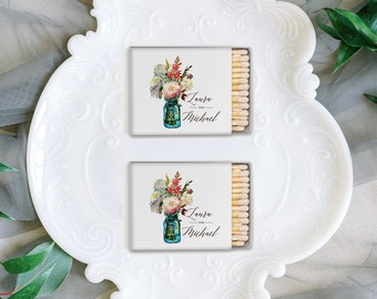 Wedding matches personalized match boxes, pink floral matches, floral Monogram, a perfect match