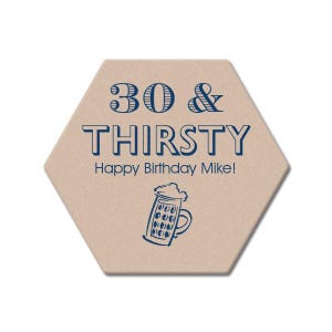 30th Birthday Drink Coasters, Personalized Cocktail Coasters, Happy Birthday Coasters, Bar Coaster, Party Favor, Personalized Coaster
