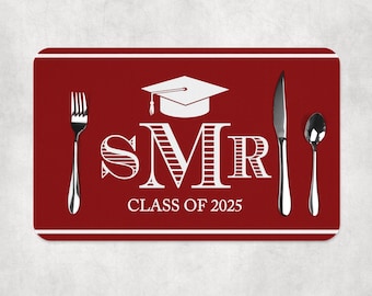 2025 Graduation Paper Placemats Class of 2025 Decorations Tableware Disposable Personalized Placemats - Printed & Shipped Grad 2025