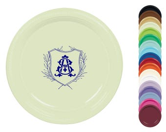Personalized Monogram Appetizer Plates – Custom Disposable Plastic Plates in 7” and 10” Sizes for Weddings & Parties