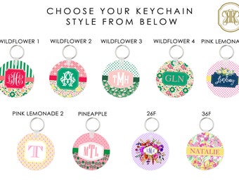 Preppy Monogram Keychain - Personalized Keyring - Custom Keychains - Personalized Gifts - Sweet 16 Gift - New Car Gift