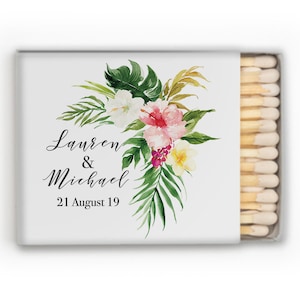 Tropical Wedding Matches, Personalized Wedding Matches, Custom Matchbook Wedding Monogram Favors, Custom Printed Matches, matchbook 339