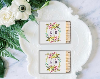 Wedding matches personalized match boxes, pink floral matches, floral Monogram, a perfect match