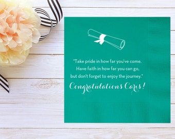 Custom Graduation Cocktail Napkins & Guest Towels – Personalized Graduate Cocktail Napkins / Guest Towels – Custom Graduation Party Napkins