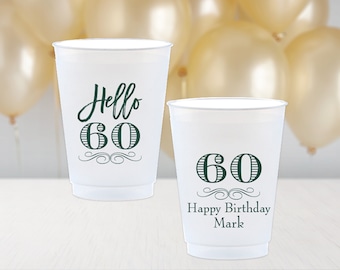 60th Birthday Party Cups, Birthday Stadium Cups, Happy Birthday Cups, 60 is the new, Birthday Party Cups