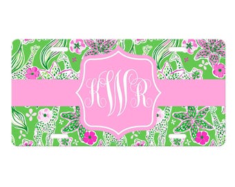 Personalized License Plate-Personalized License Plate Frame-Watercolor Flowers Car Tag-Car Tag Frame-License Plate Frame-Flowers Car Tag