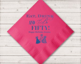 Birthday Napkins, Custom Birthday Napkins, Guest Towels, Birthday Cocktail Napkins, 50, 30, 25 Birthday Napkins, Party Napkins