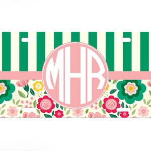 Front License Plate Spring Flowers, License Plate Frame, Custom License Plate, Monogram Car Tag, Gift for Mom, Gift for Her