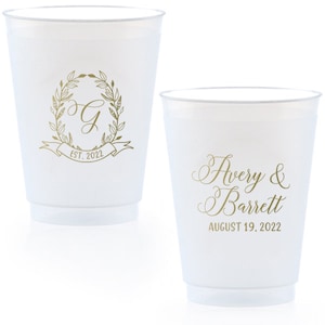 Customized Frosted Shatterproof Flex Cups, Personalized Wedding Favor Cups, Wedding Favors, Minimalistic Wedding, Modern Wedding