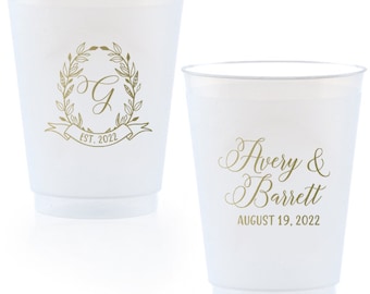 Customized Frosted Shatterproof Flex Cups, Personalized Wedding Favor Cups, Wedding Favors, Minimalistic Wedding, Modern Wedding