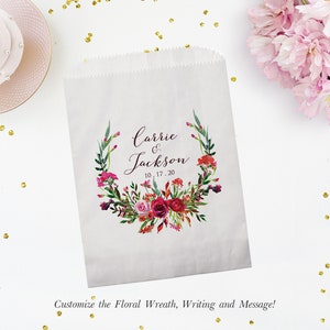 Set of 25 Personalized Custom Monogram Wedding Favor Treat Bags - Candy Buffet, Donuts, Cookies, Popcorn - Wedding, Bridal, Baby Shower