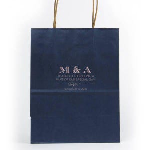 Foil Printed Gift Bags, Hotel Welcome Bags, Custom Wedding Favor Bags, Personalized Gift Bags, Out of Town Guests, Favor Bags 124