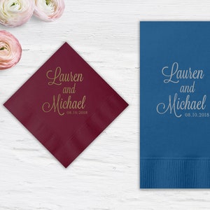 Wedding Napkins, Custom Napkin, Foil, Personalized Napkin, Fun Party Napkin, Engagement Napkin, Cocktail Napkins, Party Napkins 209