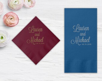 Wedding Napkins, Custom Napkin, Foil, Personalized Napkin, Fun Party Napkin, Engagement Napkin, Cocktail Napkins, Party Napkins 209