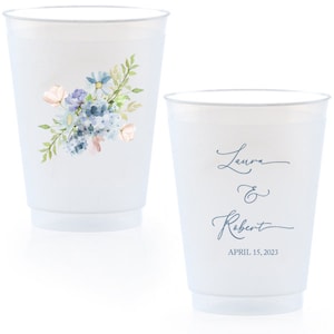 Full Color Wedding Personalized Frosted Cups - Monogram Shatterproof Plastic Cups, Wedding Monogram Cups, Full Color Wedding Cups