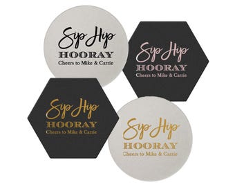 Personalized Foil Drink Coasters, Custom Wedding Cocktail Coasters, Monogram Coasters, Party Favors, Reception Bar Decor
