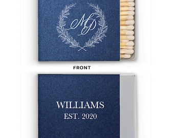 Customized Matchbox Favors - Floral Modern Romance - Personalized Foil Stamped Matches, Wedding Matches, Reception Decor, Couples Names