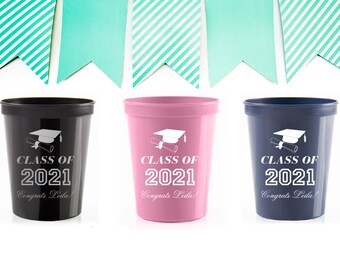 Graduation Party Cups, Graduation Favors, Graduation Party Ideas, Graduation Party Decorations, Class of 2024 Cups, Congrats Grad