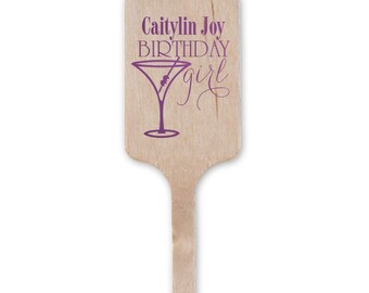 Birthday Girl Party Drink Stirs / Personalized Cocktail Stirs / Custom Cocktail Stirs / Birthday Party Decor / Bar Cart Decor 149
