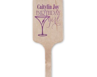 Birthday Girl Party Drink Stirs / Personalized Cocktail Stirs / Custom Cocktail Stirs / Birthday Party Decor / Bar Cart Decor 149