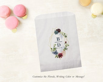 Bridal Shower Favors - Wedding Favor Bags - Country Floral Candy Bags - Cookie Bags - Candy Buffet Printed Paper Bags - Set of 25