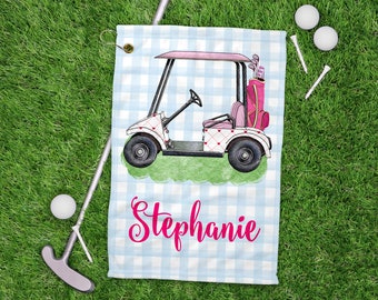 Pink Golf Cart Golf Towel PersonalizedGolf Towel Golf Towel Ladies League Gift Womans Golf Towel Girls Golf Towel Golft Gift Mothers Day