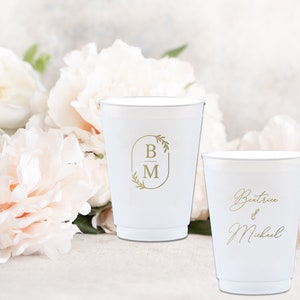 Personalized Wedding Stadium Cups, Custom Wedding Favors, 16oz Plastic Cup, Customized Wedding Cups, Monogrammed Cups, Reusable,