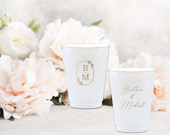 Personalized Wedding Stadium Cups, Custom Wedding Favors, 16oz Plastic Cup, Customized Wedding Cups, Monogrammed Cups, Reusable,