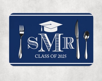 2025 Graduation Paper Placemats Class of 2025 Decorations Tableware Disposable Personalized Placemats - Printed & Shipped Grad 2025