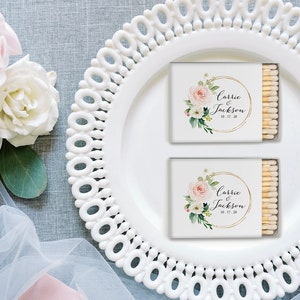 Floral Design Handwritten Matchboxes - Monogram Floral Design Matchboxes, Custom Pink Floral Monogram matches
