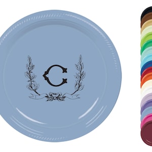 Elegante Monogramm Kunststoffteller – Maßgeschneiderte Einwegteller für formelle Veranstaltungen, Jubiläen oder Abendessen – 18 cm oder 25 cm