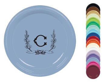 Elegant Monogram Plastic Plates – Custom Disposable Plates for Formal Events, Anniversaries, or Dinners – 7” or 10”